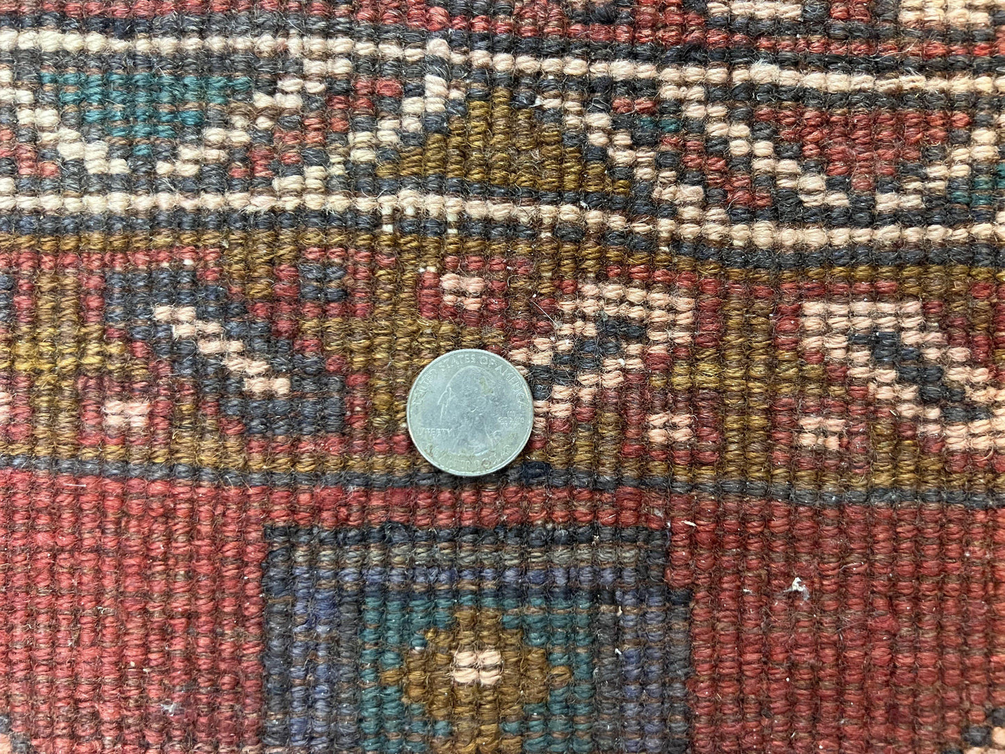 Persian Heriz Runner Rug 3.8 By 8.6 Hand Knotted Wool Geometric Triple Medallions Hallway Decor