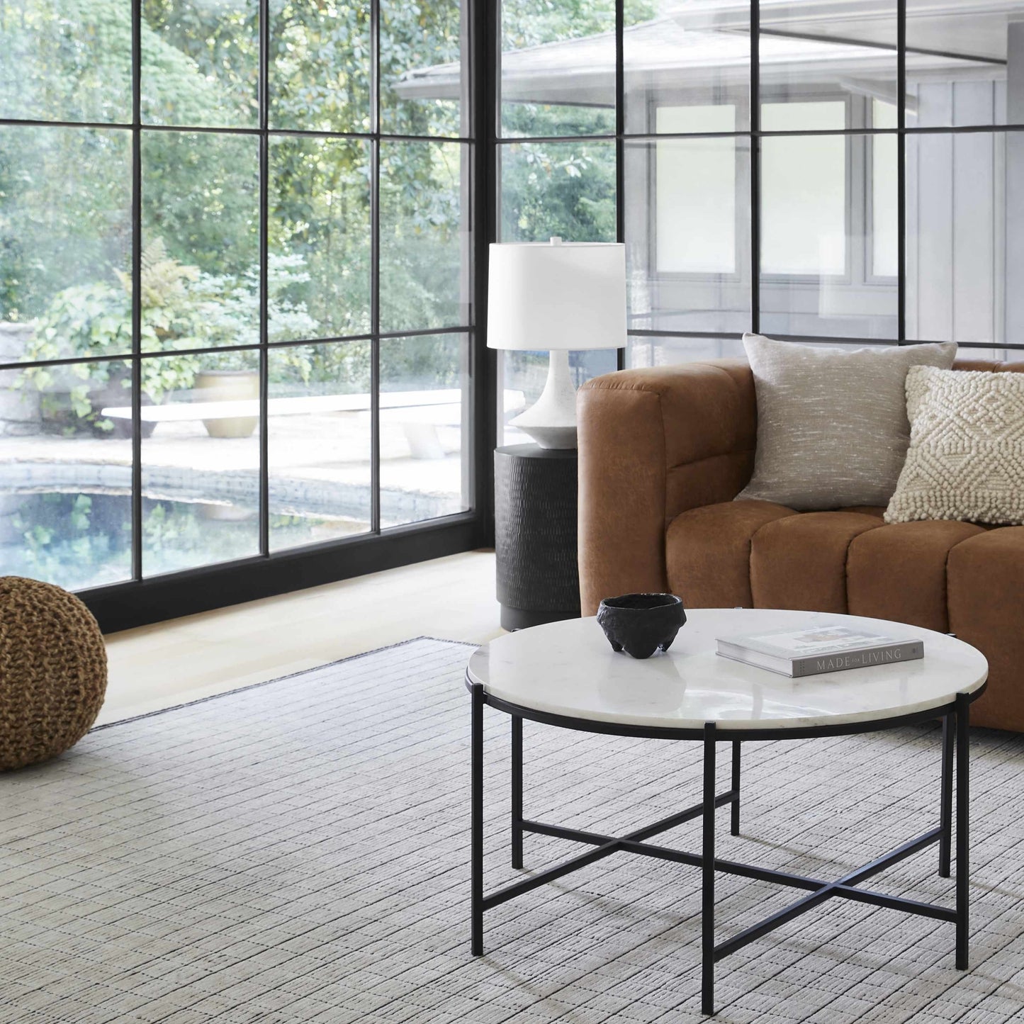 Merrittstown Cotton Knitted Pouf Natural Footrest