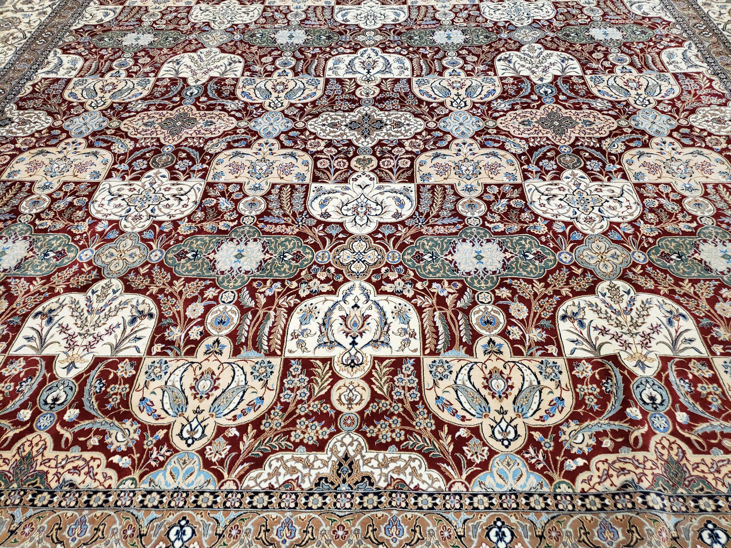 Persian Nain Rug Hand Knotted Silk Foundation Wool On Silk Signed Masterpiece 11x15