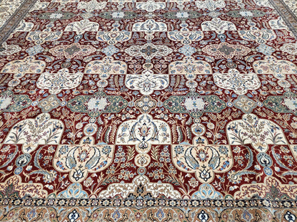 Persian Nain Rug Hand Knotted Silk Foundation Wool On Silk Signed Masterpiece 11x15