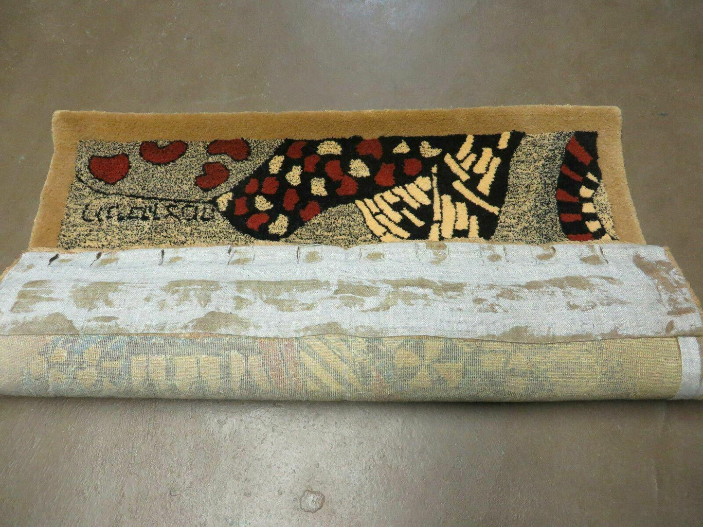 Vintage Israeli Handcrafted Wool Rug 3 By 4 Feet Wall Hanging Signed Hebrew