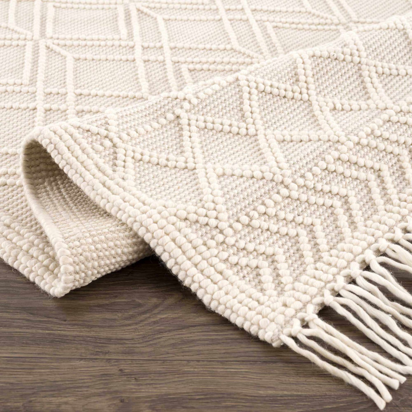 Beige Wool Rug - Ramsbury Trellis Design for Cozy Interiors