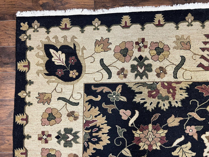 Indo Persian Wool Rug 10x14 Handmade Mahal Flatweave Floral Carpet