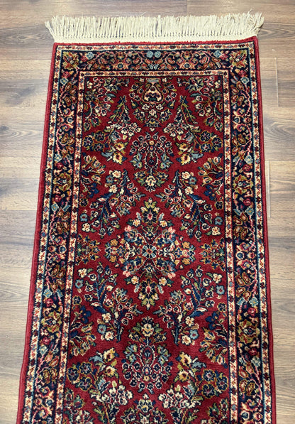 Karastan Red Sarouk Runner Rug 2.6x8.6 Wool Vintage Original 700 Series Number 785