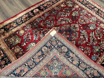 Rare Persian Rug Hand Knotted Wool 1920s Sarouk Antique Floral Allover Carpet