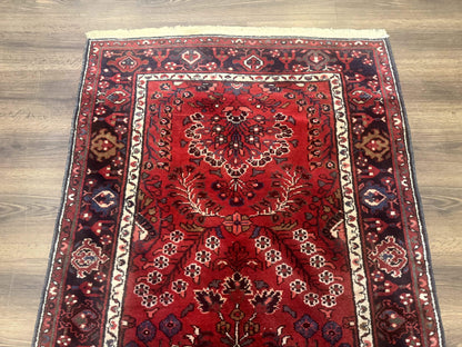 Persian Hamadan Rug Red Runner 2.6 By 6.8 Ft Floral Antique Carpet