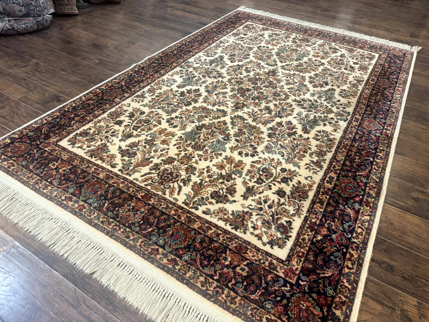 Karastan Rug Ivory Sarouk Wool 5.9x9 Vintage Original 700 Series