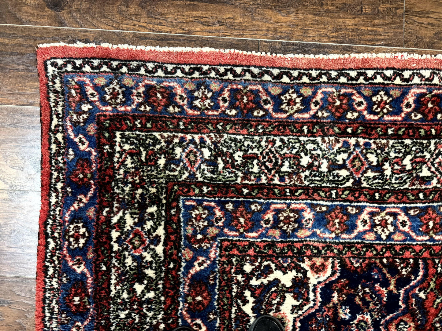 Persian Tribal Rug 6x11 Red Blue Ivory Antique Carpet Hamadan Dargazin Hand Knotted