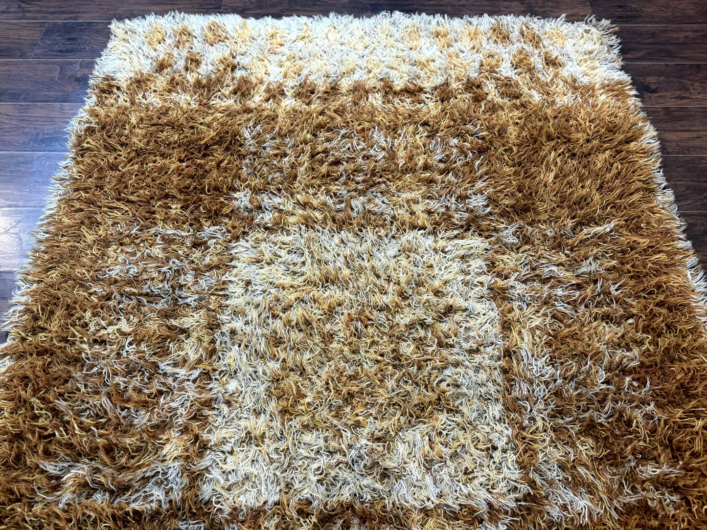 Vintage Rya Shag Rug 5.5 x 7.7 Feet Wool Area Rug for Living Room