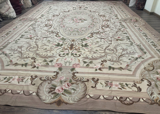 Aubusson Rug Palace Sized 13 X 20 Flatweave Oversized European Design