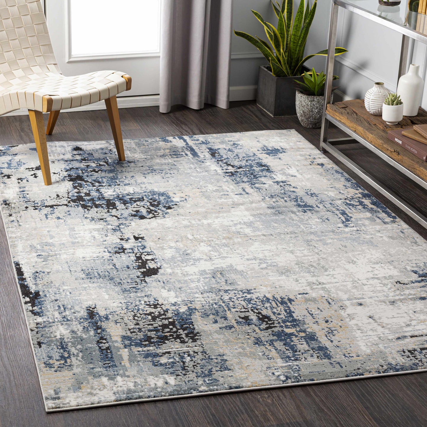 Blue Abstract Area Rug - Modern Stylish Design for Interiors