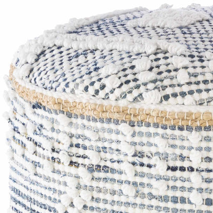 Blue And White Cylinder Pouf Ideal For Living Room