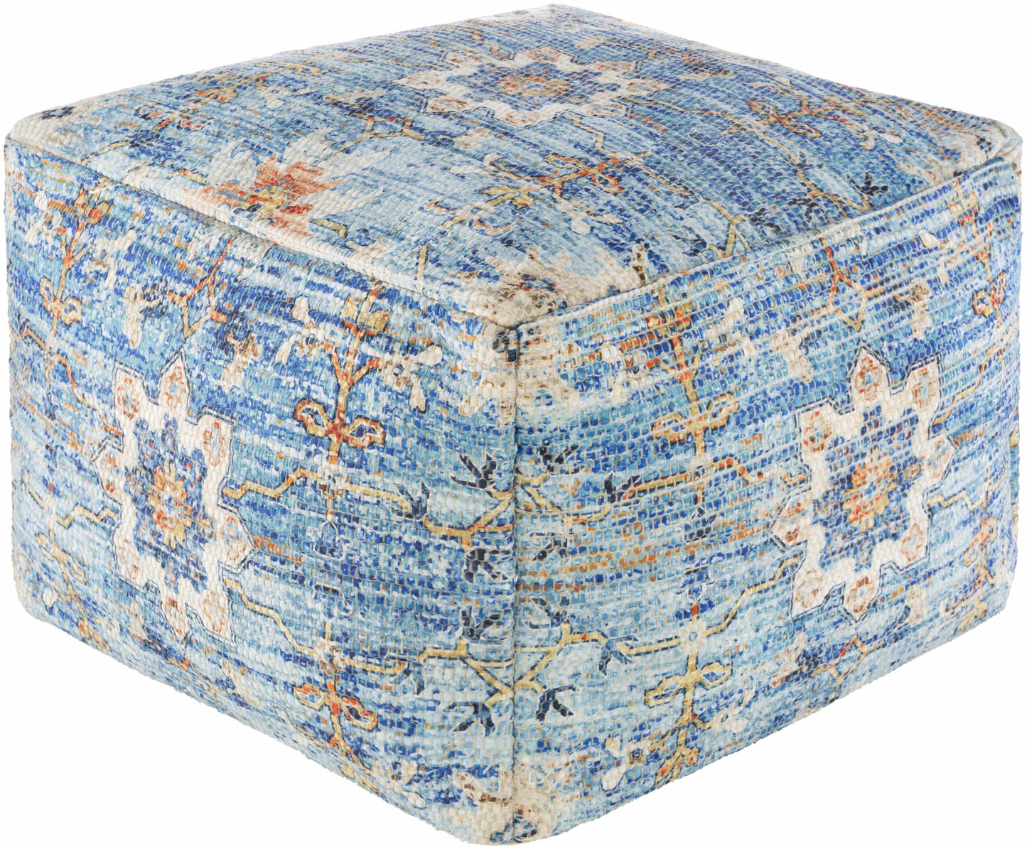Cuddington Sky Blue Woven Floor Pouf Soft Footrest