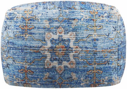 Cuddington Sky Blue Woven Floor Pouf Soft Footrest
