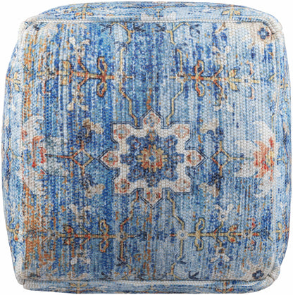 Cuddington Sky Blue Woven Floor Pouf Soft Footrest