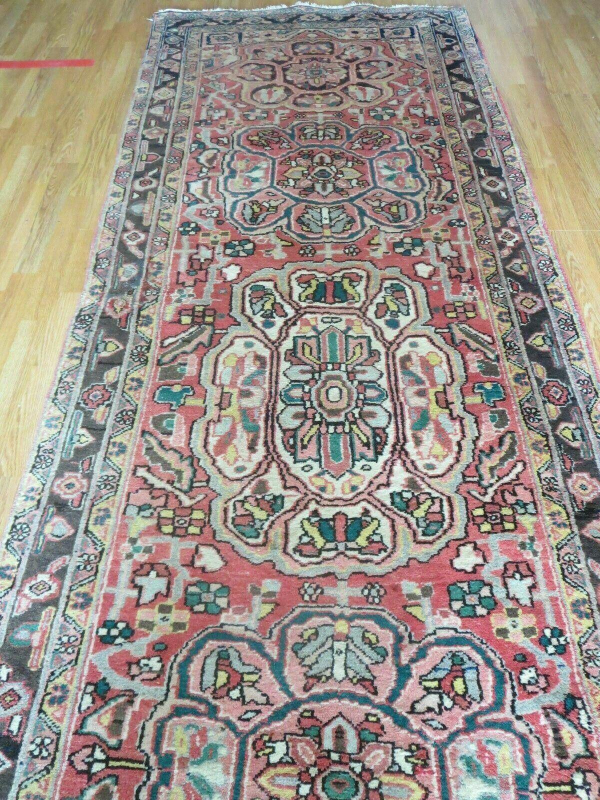 Antique Handmade Turkish Wool Runner Rug 3 Ft 9 In By 10 Ft 6 In