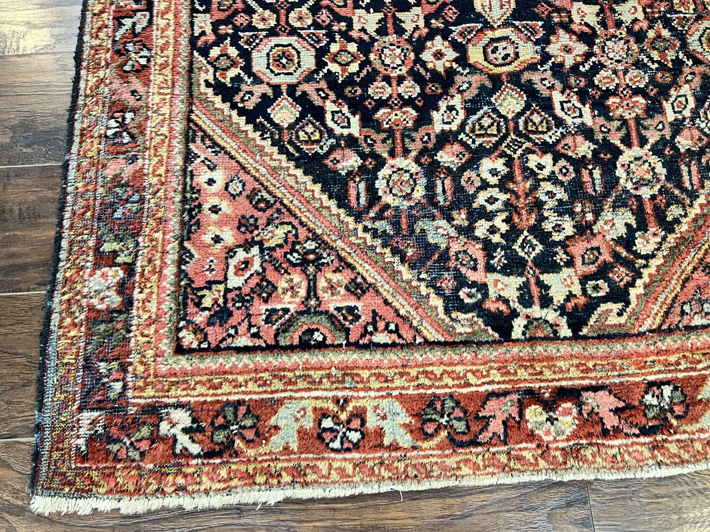 Persian Mahal Rug Antique Hand Knotted Wool Geometric Medallion 4x7