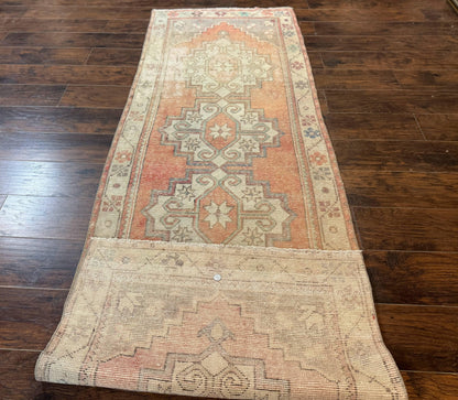 Antique Turkish Runner Rug Three By Nine Point Six Handmade Wool Geometric Vintage Farmhouse Style