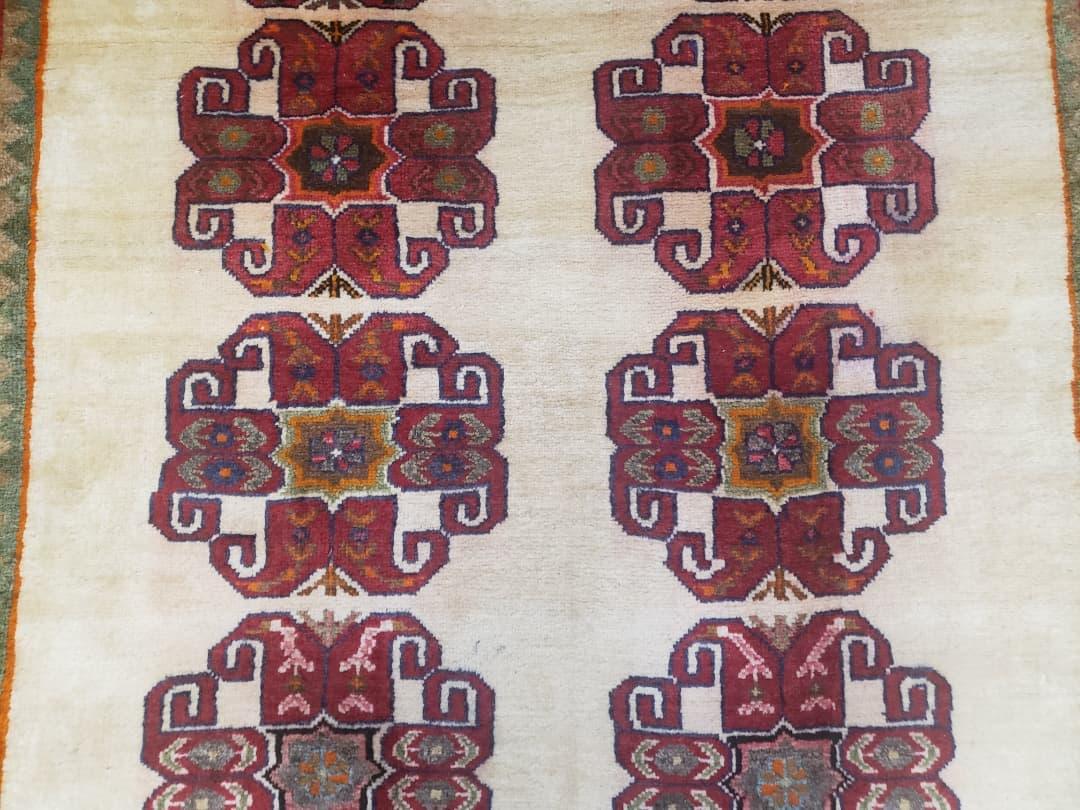 Vintage Persian Gabbeh Rug Hand Knotted In Dark Red And Cream 5 Feet By 6 Feet 4 Inches