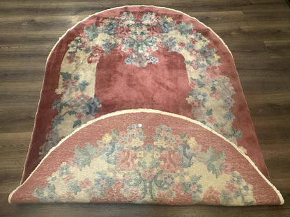 Peking Rug Oval 5x8 Pink Floral Vintage Handwoven Wool Carpet