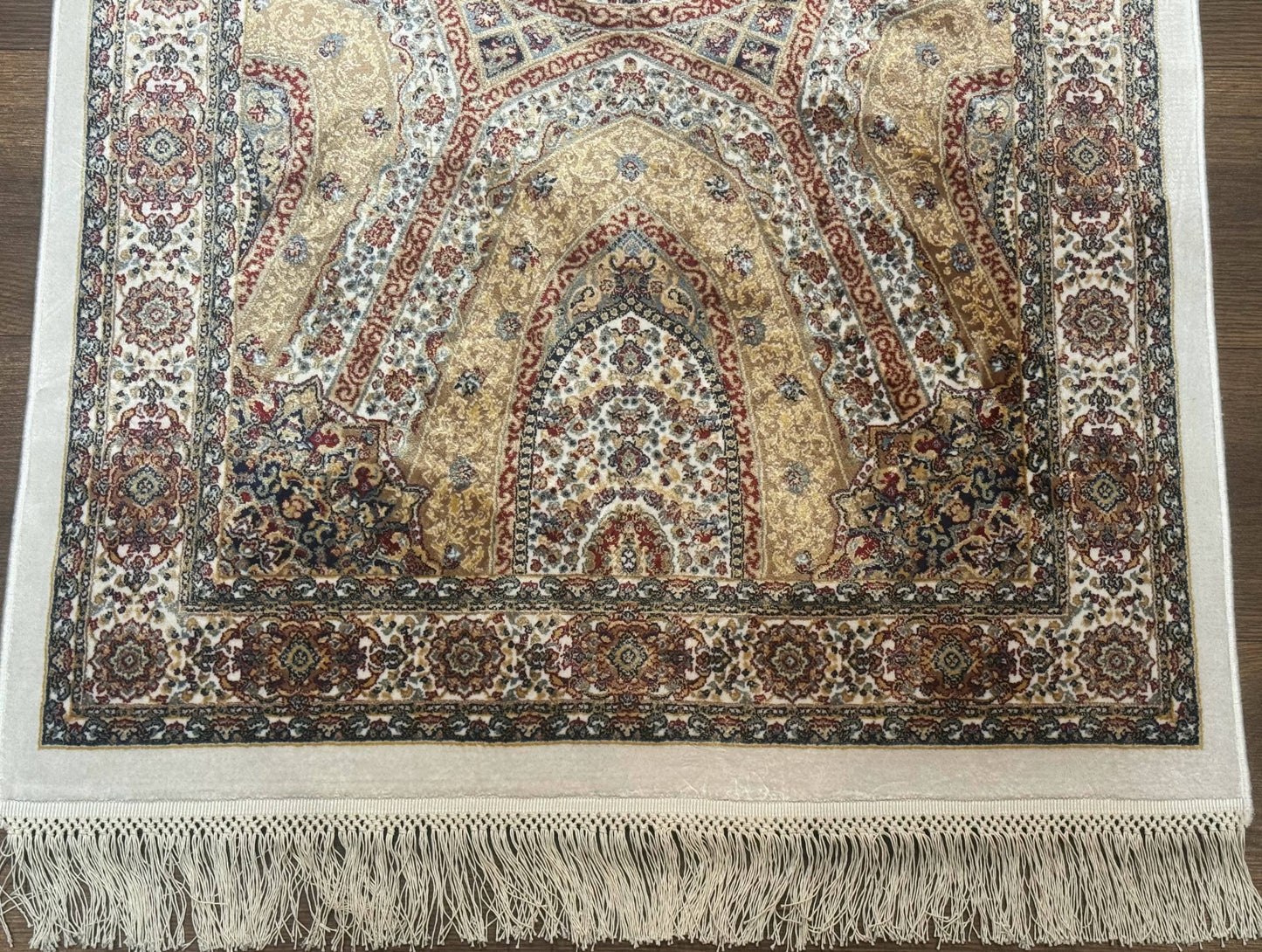 Turkish Silk Runner Rug 2.6x13 Dome Design Hereke Bamboo Silk Floor Runner