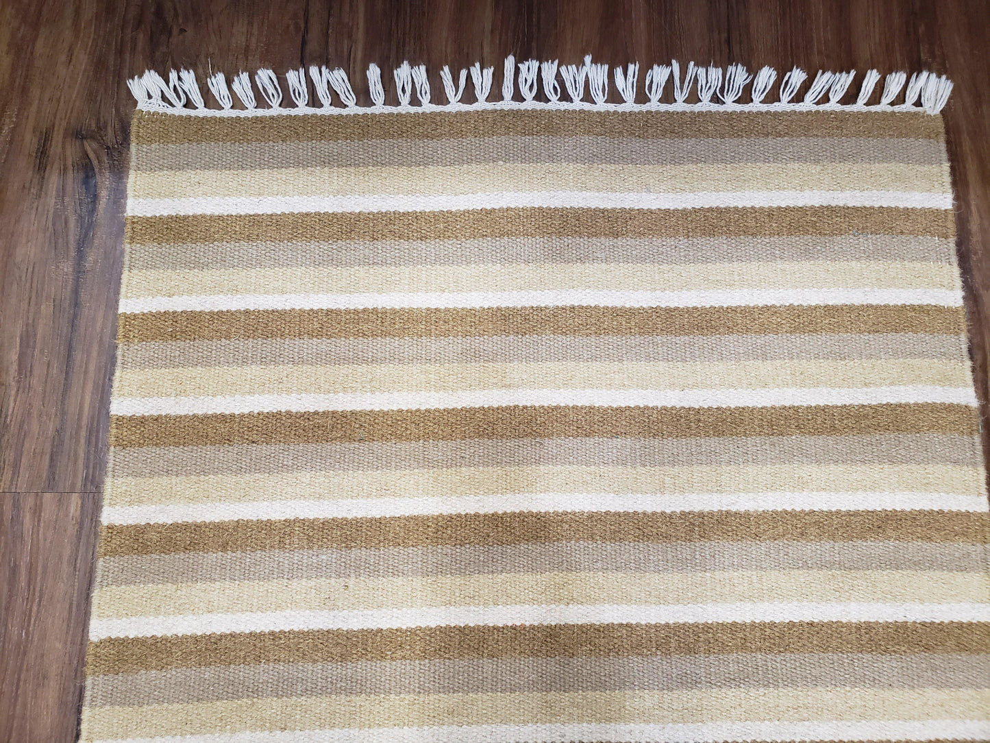 Striped Runner Rug Handmade Wool Indian Runner For Hallways 15 Ft Flatweave Farmhouse Decor