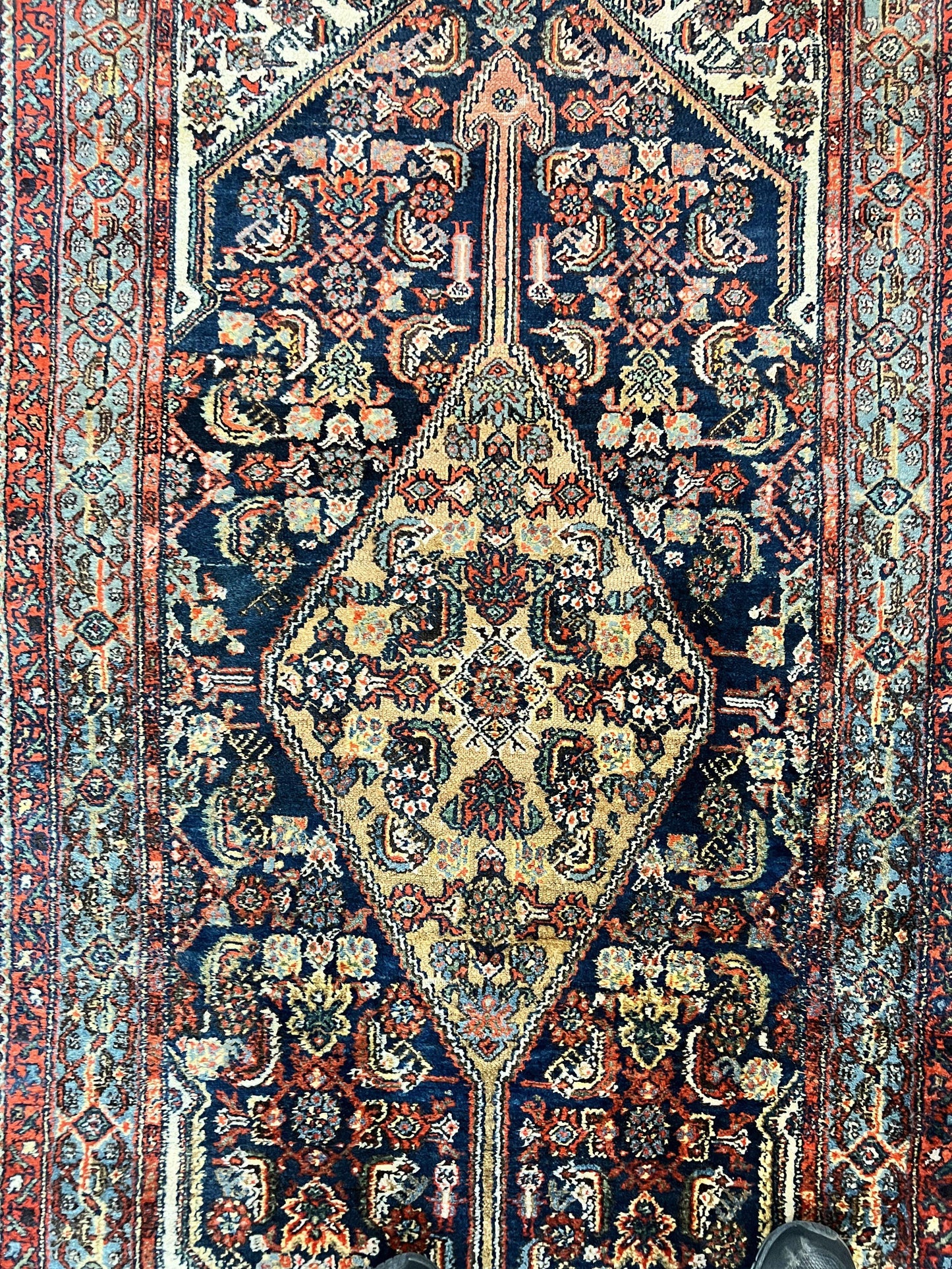 Persian Runner Rug Antique Hand Knotted Wool Geometric Medallions Hallway Decor