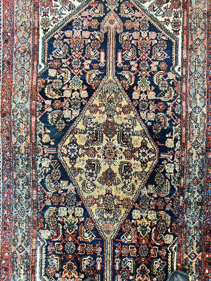 Persian Runner Rug Antique Hand Knotted Wool Geometric Medallions Hallway Decor