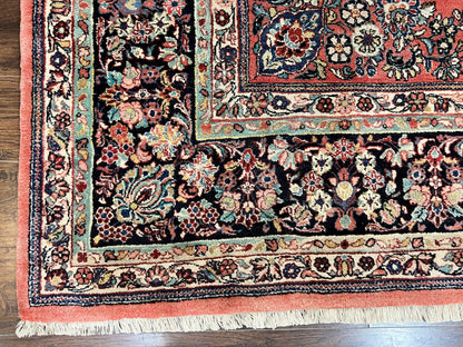 Persian Sarouk Rug Square 11x11 ft Hand Knotted Wool Floral Red Carpet Handmade Antique Rug