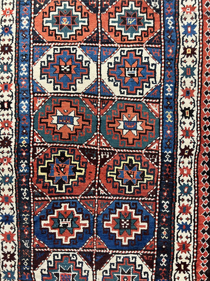 Antique Caucasian Kazak Runner Rug 4 X 9.5 Handmade Wool Hallway Carpet