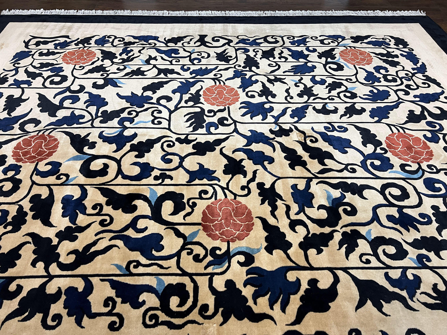 Antique Chinese Peking Rug 10x14 Handmade Wool Art Deco Carpet