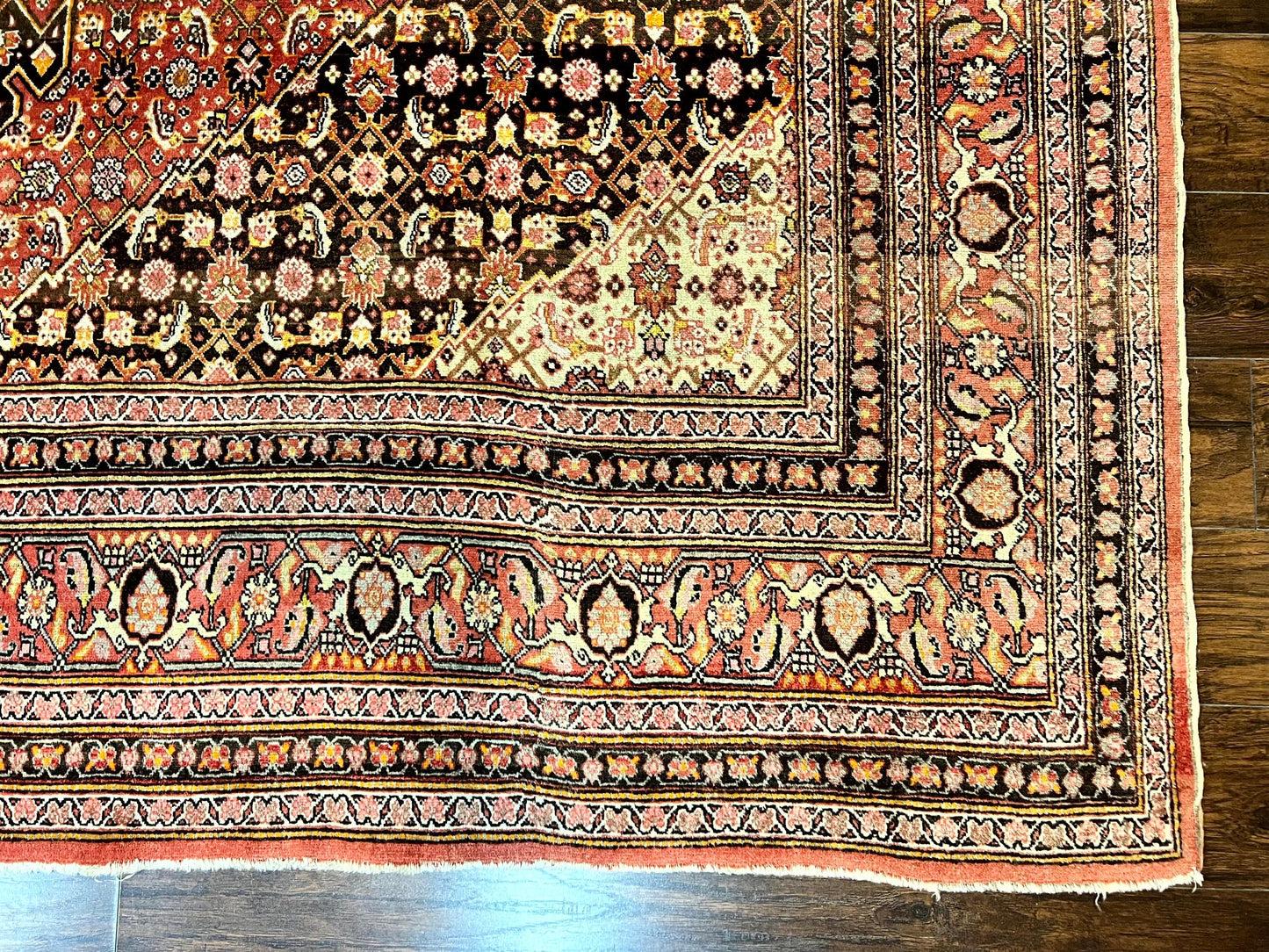 Rare Antique Persian Tabriz Rug 9x12 Handmade Wool Red Herati Pattern