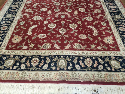 Vintage Oriental Floral Handmade Wool Rug 6x9 Red Vegetable Dyes