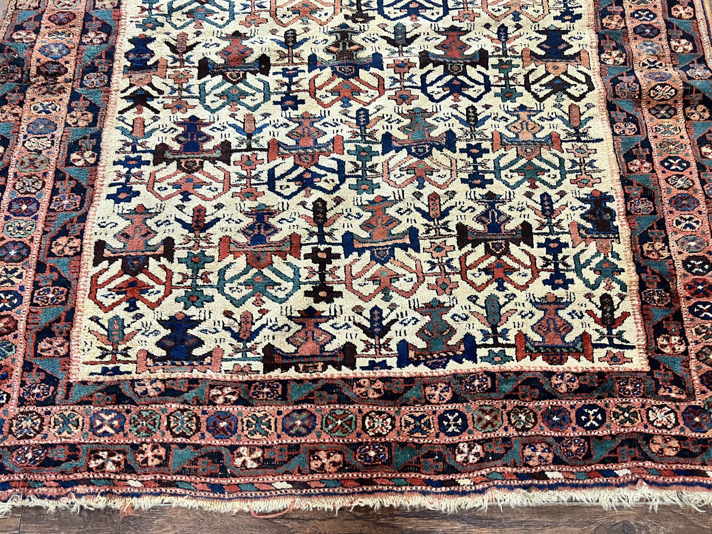 Persian Afshar Rug 5x6 Handmade Wool Tribal Carpet With Allover Repeated Motif