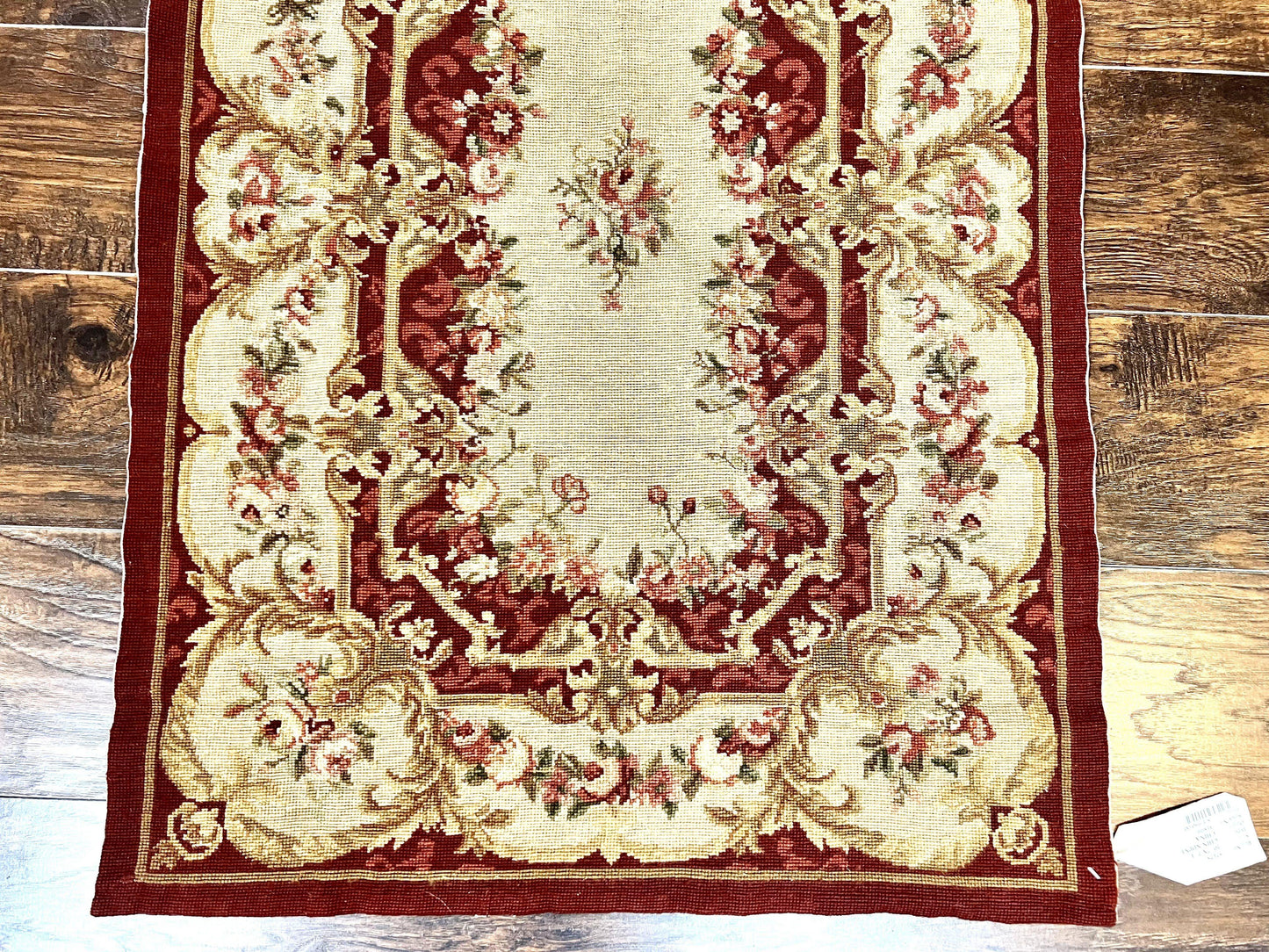 Needlepoint Runner Rug Tan Flatweave Hallway Rug Aubusson European Design