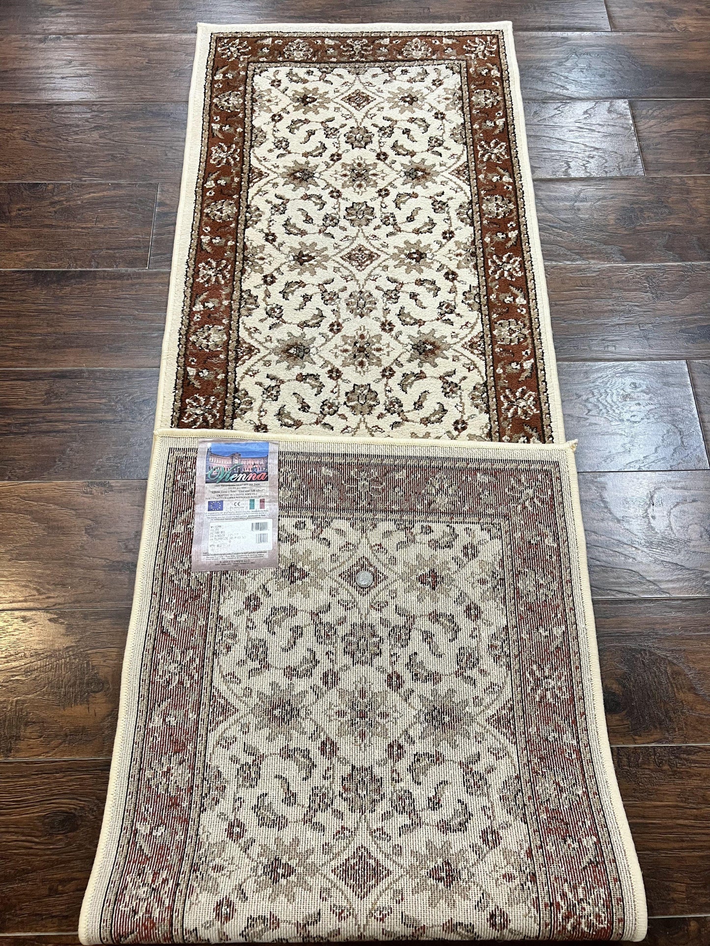Runner Rug 2 X 7.6 Floral Allover Ivory And Rust Hallway Oriental Style