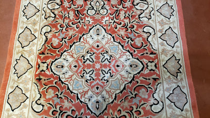 3x5 Red Chinese Hand Knotted Wool Rug Medallion Vintage Small Area Rug