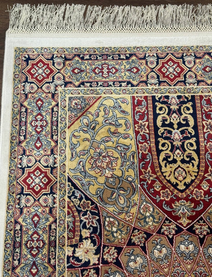 Turkish Silk Runner Rug 2.6x10 Dome Design Hereke Bamboo Silk Classic Runner