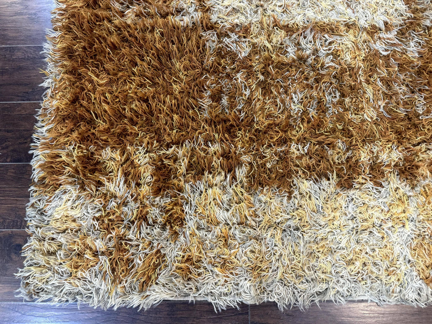 Vintage Rya Shag Rug 5.5 x 7.7 Feet Wool Area Rug for Living Room