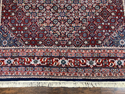 Indo Persian Rug 7x10 Hand Knotted Wool Bidjar Vintage Oriental Carpet Herati Pattern