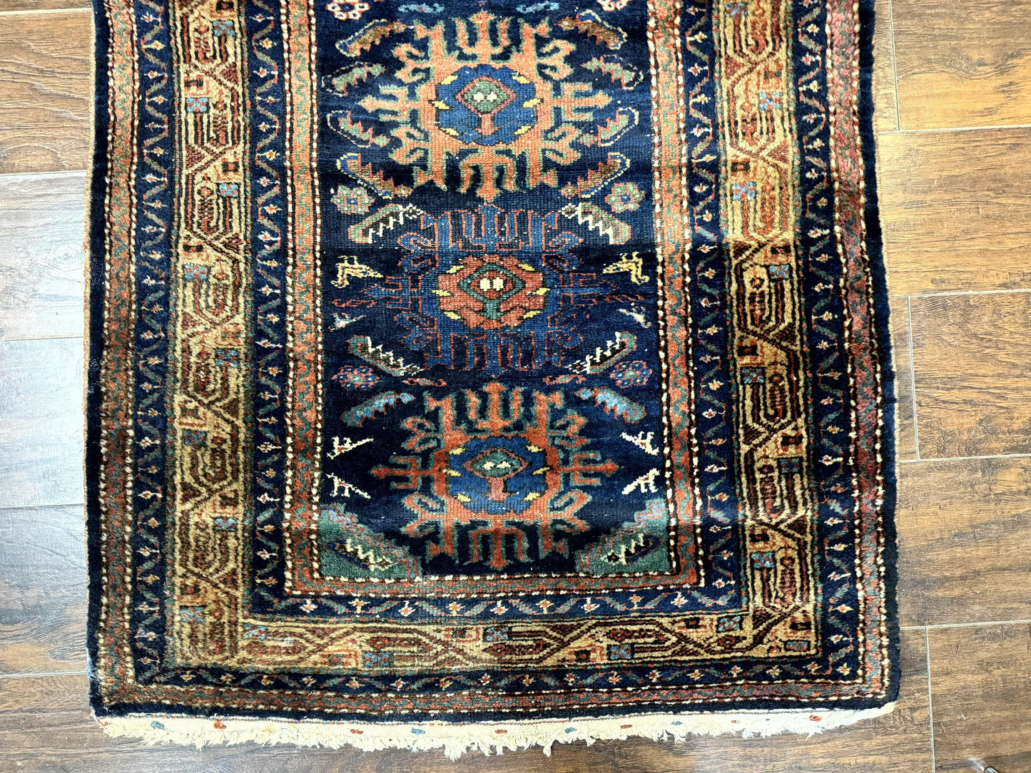 Antique Persian Runner Rug Sarab 3x17 Blue Handmade Wool Hallway Carpet