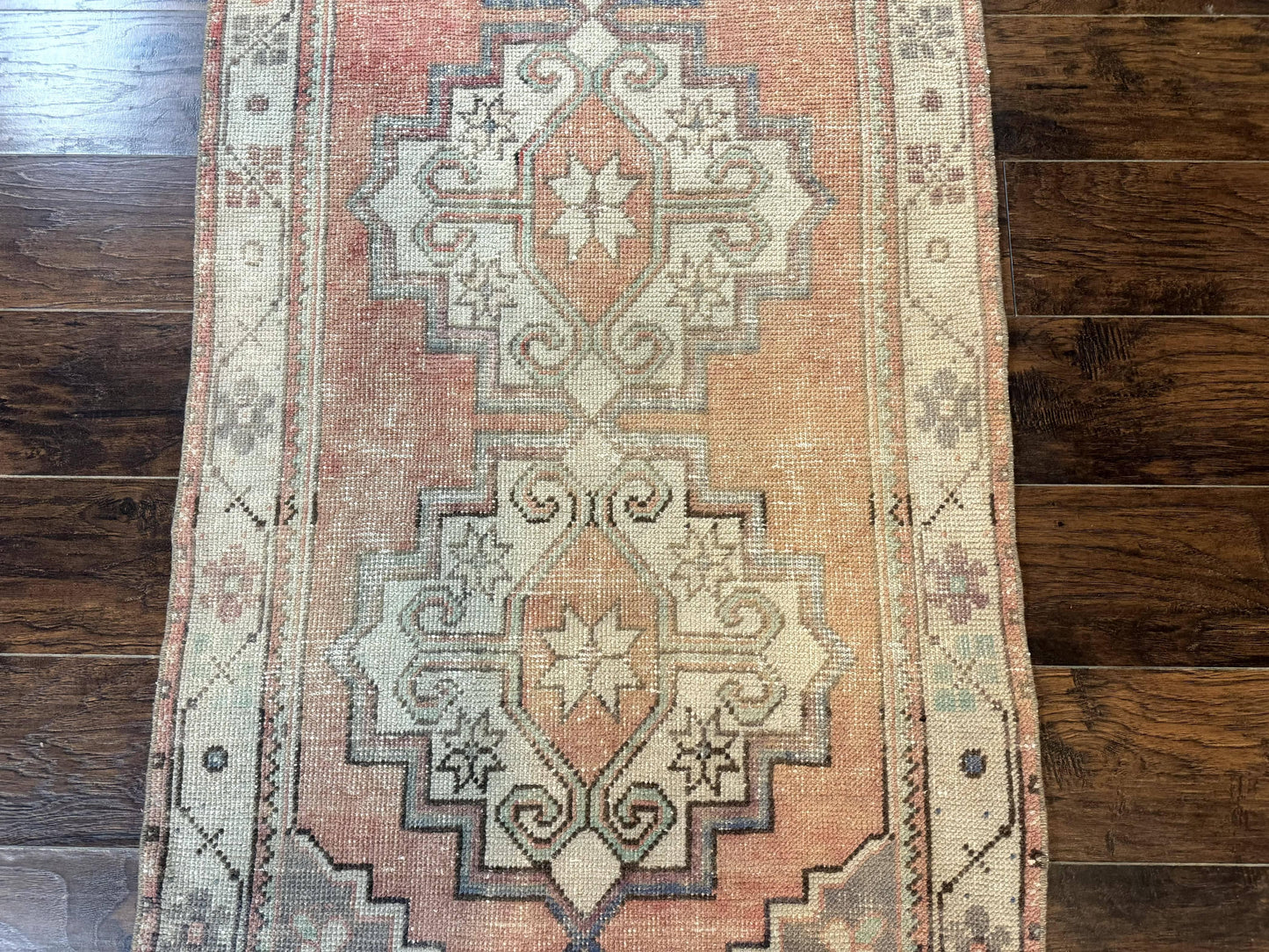 Antique Turkish Runner Rug Three By Nine Point Six Handmade Wool Geometric Vintage Farmhouse Style