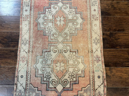 Antique Turkish Runner Rug Three By Nine Point Six Handmade Wool Geometric Vintage Farmhouse Style