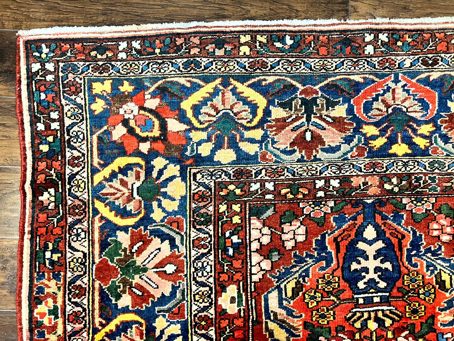 Persian Bakhtiari Rug 10x14 Hand Knotted Rare Tribal Carpet Red Blue Ivory Multicolor