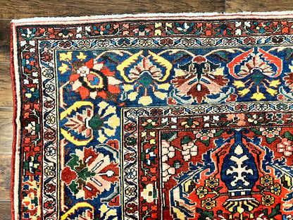 Persian Bakhtiari Rug 10x14 Hand Knotted Rare Tribal Carpet Red Blue Ivory Multicolor