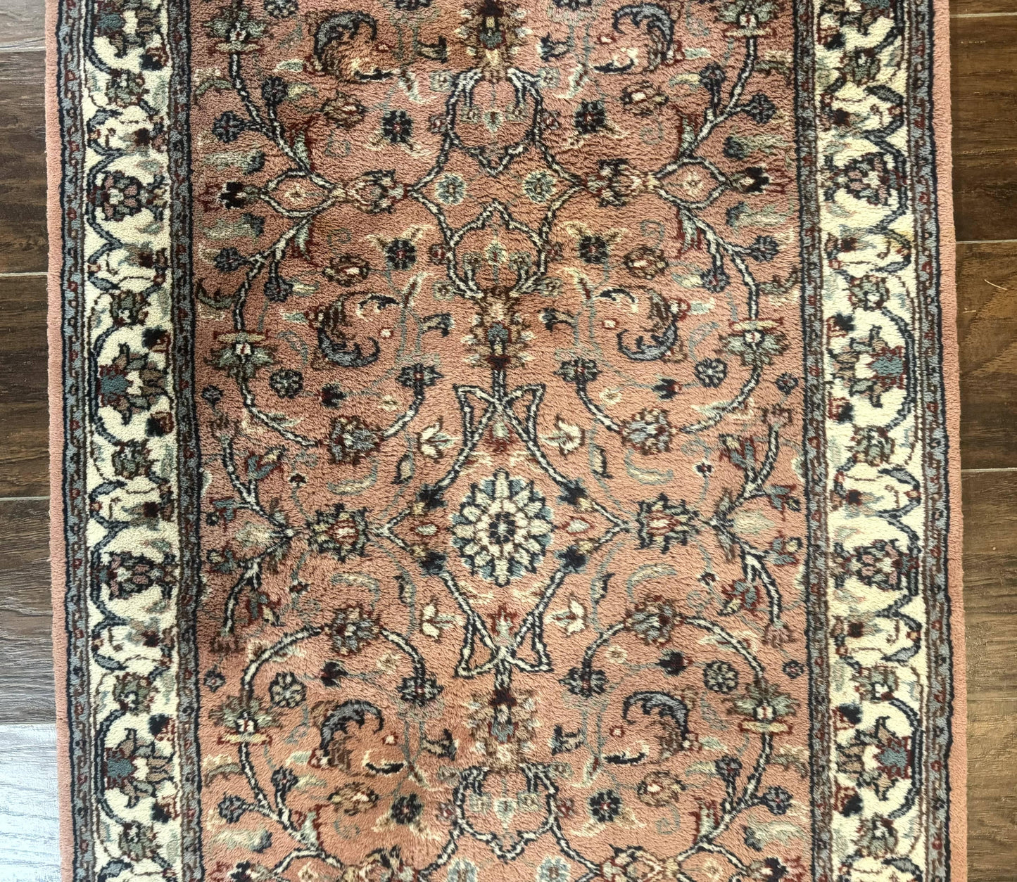 Indo Persian Hand Knotted Wool Oriental Runner Rug 2 6 By 10 Hallway Coral Cream