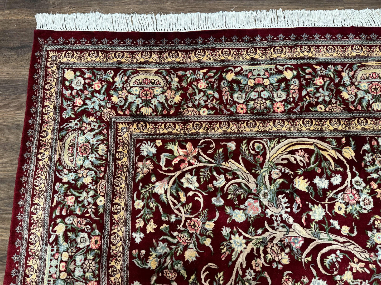 Persian Rug Burgundy 8x10 Hand Knotted Wool Floral Pak Carpet