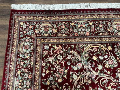 Persian Rug Burgundy 8x10 Hand Knotted Wool Floral Pak Carpet