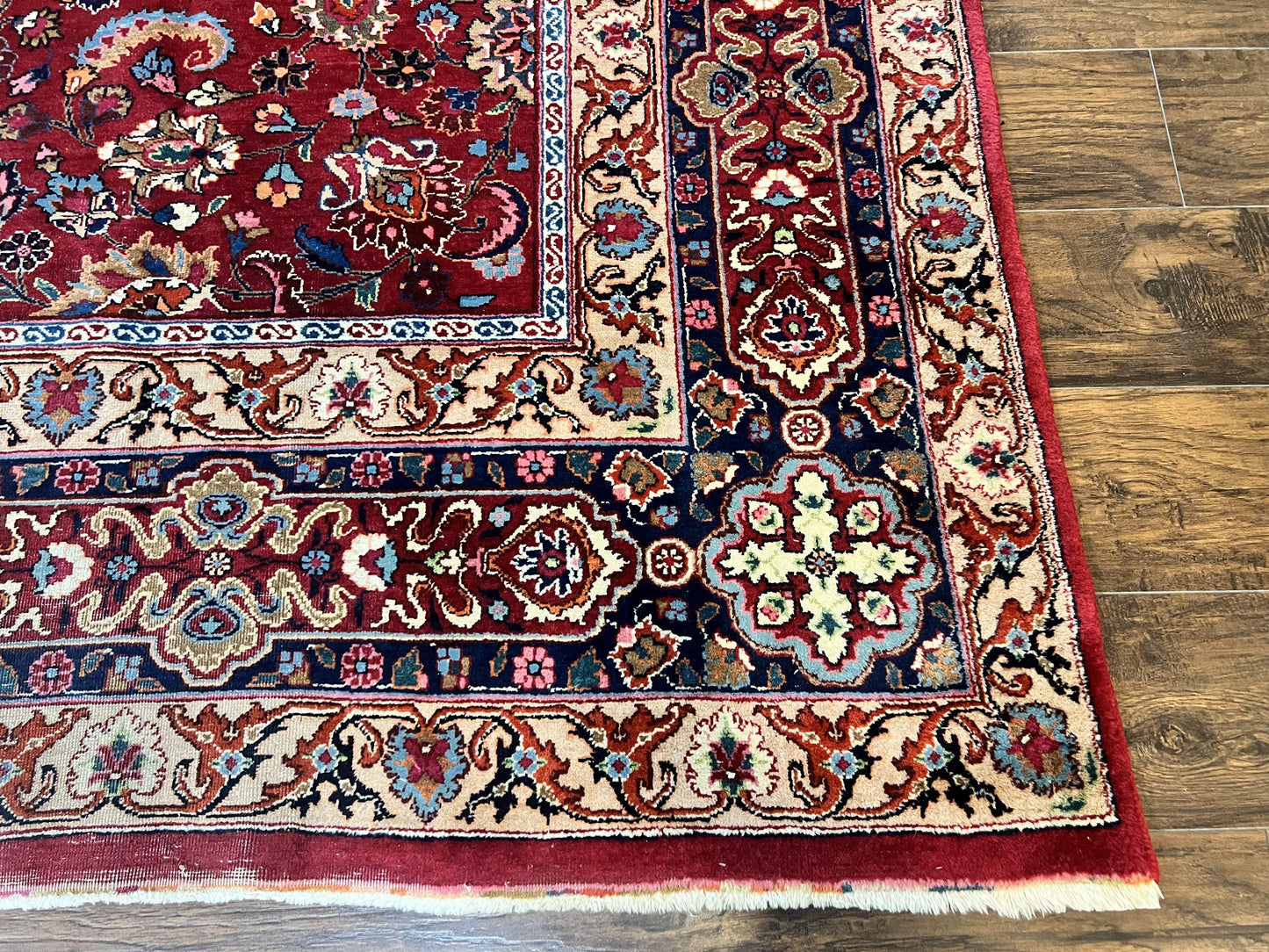 Persian Mashad Hand Knotted Wool Rug 8x10 Red Floral Allover Traditional