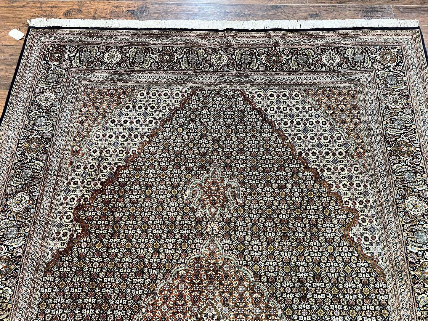 Persian Tabriz Rug 7x10 Handmade Wool Herati Mahi Pattern Vintage